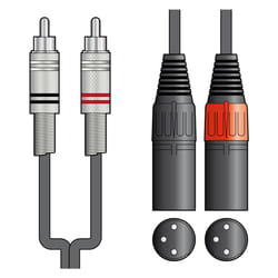 Twin Dual XLR 3 Pin Plug Plugs to 2 x RCA Phono Cable Lead 0.75m