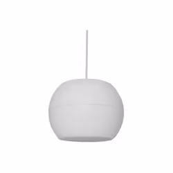 Wide dispersion spheroid 2-way pendant speakers for use with high ceilings where regular ceiling speakers would be positioned ...