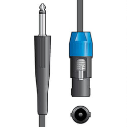 6m QTX 2 Pole Speakon Male to 6.35mm 1/4" Mono Plug Speaker Cable Lead