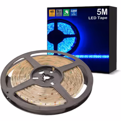 5m Blue DIY Static LED Tape Kit, IP65 Waterproof, LED Mood Lighting Strip for Kitchen Christmas Decoration Bedroom