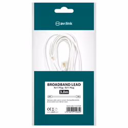 AV Link 113.510UK, 3 m, RJ-11, RJ-11, White, Male, Male