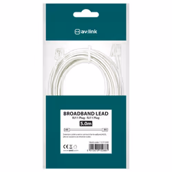 AV Link 113.512UK, 5 m, RJ-11, RJ-11, White, Male, Male