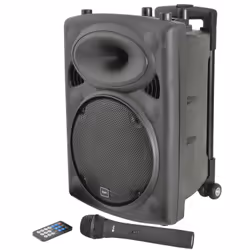 Qtx QR10PABT, Floor, 100 W, Black, Battery, DC, 8 h, 320 mm