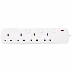 | 2.0m Switched 4 Gang Extension Cable | White