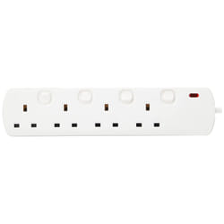| 2.0m Switched 4 Gang Extension Cable | White