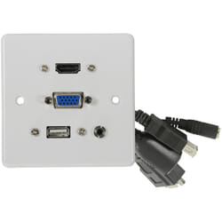 AV Link 122.395UK socket-outlet HDMI + VGA + USB A + 3.5mm White