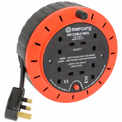 5M Mercury 4 Gang Extension Reel with Thermal Cut-Out