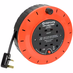 EXTENSION REEL - 10 metre 10 Amp 2 Socket Outlets, with Reset Button