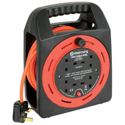 Mercury 4-Gang 15m Extension Reel with Thermal Cut Out Orange