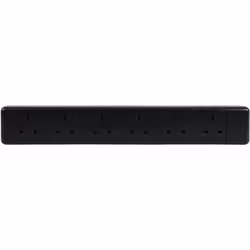 Mercury 6 Gang Rewirable Neon Power Indicator Trailing Socket - Black