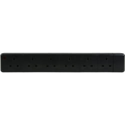 Mercury 6 Gang Rewirable Neon Power Indicator Trailing Socket - Black