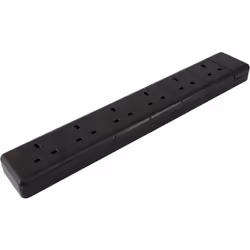 Mercury 6 Gang Rewirable Neon Power Indicator Trailing Socket - Black