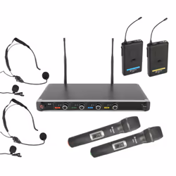 UHF wireless system with 4 independent channels. The receiver is 19" rack-mountable and features 4 separate XLR outputs ...