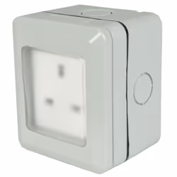 Weatherproof 1 Gang Outdoor IP55 External Socket Unswitched Garden Outside Use