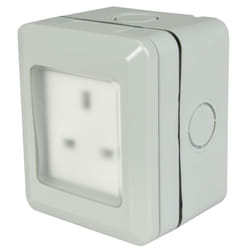 Weatherproof 1 Gang Outdoor IP55 External Socket Unswitched Garden Outside Use