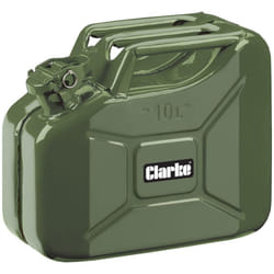 CLARKE FUEL JERRY CAN GREEN 10 LITRE METAL PETROL DIESEL 10L CONTAINER JC10LG