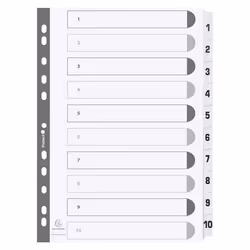 Guildhall Exacompta Index 1-10 A4 160gsm Card White with White Mylar T
