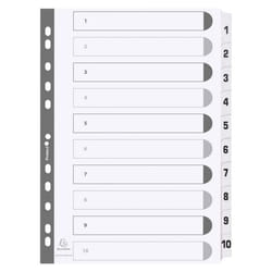 Guildhall Exacompta Index 1-10 A4 160gsm Card White with White Mylar T