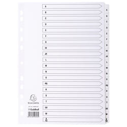 Guildhall Exacompta Index A-Z A4 160gsm Card White with White Mylar Ta