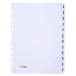 Guildhall Exacompta Index Jan-Dec A4 160gsm Card White with White Myla