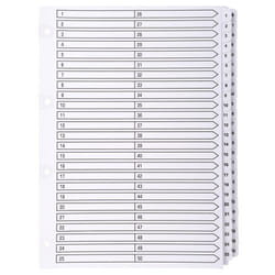 Guildhall Exacompta Index 1-50 A4 160gsm Card White with White Mylar T