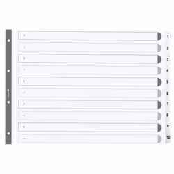 Guildhall Exacompta Index 1-10 A3 160gsm Card White with White Mylar T