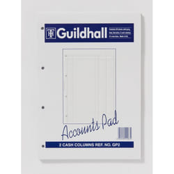 Guildhall A4 Ruled Account Pad with 2 Cash Columns and 60 Pages White