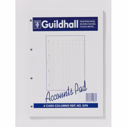 Guildhall A4 Ruled Account Pad with 6 Cash Columns and 60 Pages White