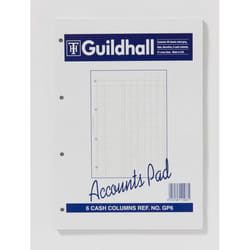 Guildhall A4 Ruled Account Pad with 6 Cash Columns and 60 Pages White