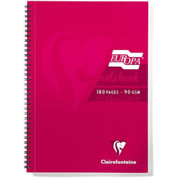 EUROPA Clairefontaine Europa A4 Wirebound Card Cover Notebook Ruled 18