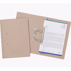 Metal spring mechanism allows for easy insertion and removal of punched paper from file.Premium quality manilla. Mediumweight ...