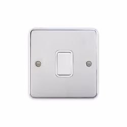 Deta 1903CHW Light Switch 1 Gang 2 Way 10 Amp Polished Chrome / White Insert