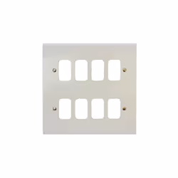Deta G3306 'Slimline' Grid Front Plate 8 Gang White