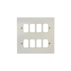 Deta G3306 'Slimline' Grid Front Plate 8 Gang White