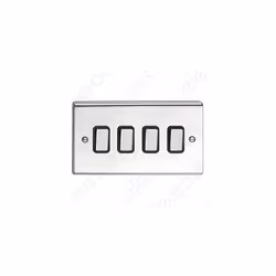 Deta SD1244CHB Light Switch 10 Amp 4 Gang 2 Way (Polished Chrome / Black Insert)