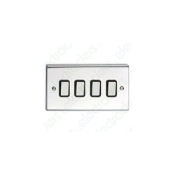 Deta SD1244CHB Light Switch 10 Amp 4 Gang 2 Way (Polished Chrome / Black Insert)