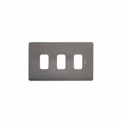 Deta G3313SC Flatplate Grid Front Plate - 3 Gang (Satin Chrome)