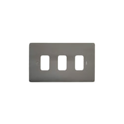 Deta G3313SC Flatplate Grid Front Plate - 3 Gang (Satin Chrome)