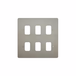 Deta G3315SC Grid Front Plate Flatplate 6 Gang Satin Chrome