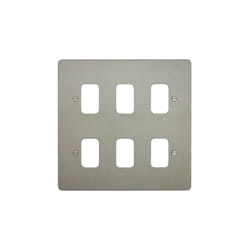Deta G3315SC Grid Front Plate Flatplate 6 Gang Satin Chrome