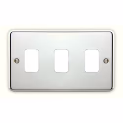 Deta G3343 Grid Front Plate 3 Gang Polished Chrome