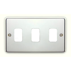 Deta G3343 Grid Front Plate 3 Gang Polished Chrome