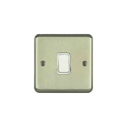Deta 1903SCW Light Switch 1 Gang 2 Way Satin Chrome / White 10 Amp