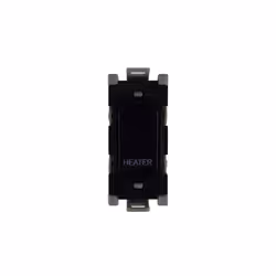 Deta G3563BK Grid Switch 20 Amp Double Pole marked 'Heater' (Black)