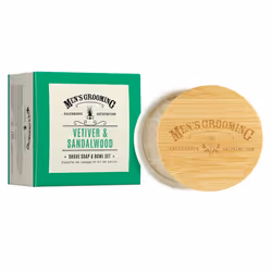 Scottish Fine Soaps Vetiver & Sandalwood Shave Soap & Ceramic Bowl (100g)