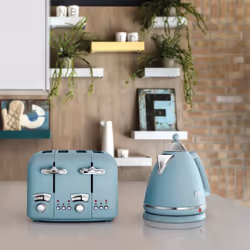 Delonghi Argento 1.7L Kettle & 4 Slice Toaster Set, Blue