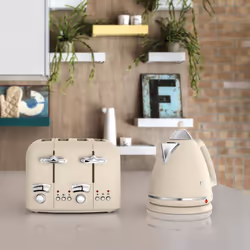 Delonghi Argento 1.7L Kettle & 4 Slice Toaster Set, Beige