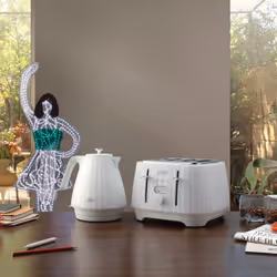 Delonghi Ballerina 1.7L Kettle & 4 Slice Toaster Set, White