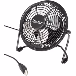Igenix DF0004 USB Desk Fan, 4 Inch, Quiet Operation, Adjustable Tilt, Personal Mini Fan - Black