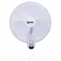 Igenix DF1656 Wall Fan, 16 Inch, 3 Speed, Quiet Operation, Adjustable Angle, White